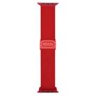 For Apple Watch Series 10 46mm Carbon Fiber Texture Snap Buckle Nylon Watch Band(Red) - 3