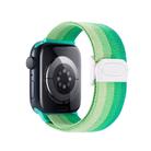 For Apple Watch Series 10 46mm Carbon Fiber Texture Snap Buckle Nylon Watch Band(Gradient Green) - 2