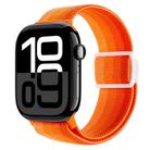 For Apple Watch Series 10 42mm Carbon Fiber Texture Snap Buckle Nylon Watch Band(Gradient Orange) - 1