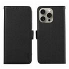 For iPhone 15 Pro Max ABEEL Side-Magnetic Litchi Pattern Leather RFID Phone Case(Black) - 1