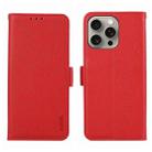 For iPhone 15 Pro Max ABEEL Side-Magnetic Litchi Pattern Leather RFID Phone Case(Red) - 1