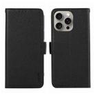 For iPhone 14 Pro ABEEL Side-Magnetic Litchi Pattern Leather RFID Phone Case(Black) - 1