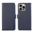 For iPhone 14 Pro ABEEL Side-Magnetic Litchi Pattern Leather RFID Phone Case(Blue) - 1