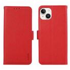 For iPhone 13 ABEEL Side-Magnetic Litchi Pattern Leather RFID Phone Case(Red) - 1