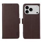 For iPhone 17 Pro Max ABEEL Side-Magnetic Litchi Pattern Leather RFID Phone Case(Brown) - 1
