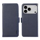 For iPhone 17 Pro Max ABEEL Side-Magnetic Litchi Pattern Leather RFID Phone Case(Blue) - 1