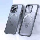 For iPhone 15 Pro Double Ring MagSafe Magnetic Holder Phone Case(Matte Grey) - 1