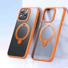 For iPhone 15 Pro Double Ring MagSafe Magnetic Holder Phone Case(Matte Orange) - 1