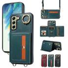 For Samsung Galaxy S21 FE 5G Crossbodys Wallet Bag Ring Holder Leather Phone Case(Green) - 1