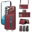 For Samsung Galaxy S22 5G Crossbodys Wallet Bag Ring Holder Leather Phone Case(Red) - 1