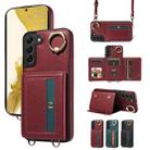 For Samsung Galaxy S22+ 5G Crossbodys Wallet Bag Ring Holder Leather Phone Case(Red) - 1