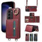 For Samsung Galaxy S23 5G Crossbodys Wallet Bag Ring Holder Leather Phone Case(Red) - 1