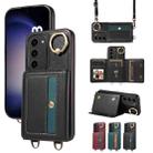 For Samsung Galaxy S23 5G Crossbodys Wallet Bag Ring Holder Leather Phone Case(Black) - 1