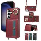 For Samsung Galaxy S23 FE 5G Crossbodys Wallet Bag Ring Holder Leather Phone Case(Red) - 1