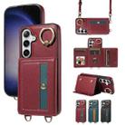 For Samsung Galaxy S24 5G Crossbodys Wallet Bag Ring Holder Leather Phone Case(Red) - 1