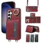 For Samsung Galaxy S24+ 5G Crossbodys Wallet Bag Ring Holder Leather Phone Case(Red) - 1