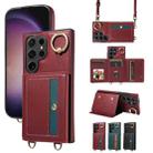 For Samsung Galaxy S24 Ultra 5G Crossbodys Wallet Bag Ring Holder Leather Phone Case(Red) - 1