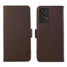 For Samsung Galaxy A52 4G/5G ABEEL Side-Magnetic Litchi Pattern Leather RFID Phone Case(Brown) - 1