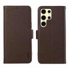 For Samsung Galaxy S21 Ultra 5G ABEEL Side-Magnetic Litchi Pattern Leather RFID Phone Case(Brown) - 1