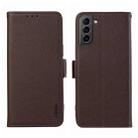 For Samsung Galaxy S21 5G ABEEL Side-Magnetic Litchi Pattern Leather RFID Phone Case(Brown) - 1