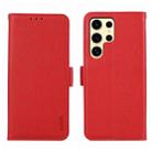 For Samsung Galaxy S22 Ultra 5G ABEEL Side-Magnetic Litchi Pattern Leather RFID Phone Case(Red) - 1