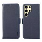 For Samsung Galaxy S22 Ultra 5G ABEEL Side-Magnetic Litchi Pattern Leather RFID Phone Case(Blue) - 1