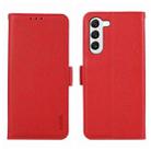 For Samsung Galaxy S22 5G ABEEL Side-Magnetic Litchi Pattern Leather RFID Phone Case(Red) - 1