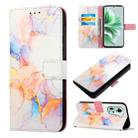For OPPO Reno11 5G Global PT003 Marble Pattern Flip Leather Phone Case(Galaxy Marble White) - 1