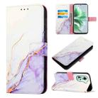 For OPPO Reno11 5G Global PT003 Marble Pattern Flip Leather Phone Case(White Purple) - 1