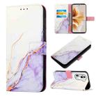 For OPPO Reno11 Pro 5G Global PT003 Marble Pattern Flip Leather Phone Case(White Purple) - 1