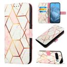 For Google Pixel 9 PT003 Marble Pattern Flip Leather Phone Case(Pink White) - 1