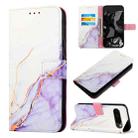 For Google Pixel 9 Pro PT003 Marble Pattern Flip Leather Phone Case(White Purple) - 1