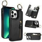 For iPhone 13 Pro Litchi Texture Zipper Double Buckle Card Bag Phone Case(Black) - 1