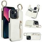 For iPhone 13 Litchi Texture Zipper Double Buckle Card Bag Phone Case(White) - 1