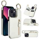 For iPhone 13 mini Litchi Texture Zipper Double Buckle Card Bag Phone Case(White) - 1