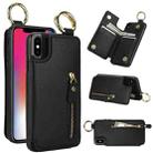 For iPhone XS Max Litchi Texture Zipper Double Buckle Card Bag Phone Case(Black) - 1