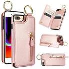 For iPhone 8 Plus / 7 Plus Litchi Texture Zipper Double Buckle Card Bag Phone Case(Rose Gold) - 1
