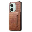For OnePlus Ace 2V Crocodile Texture Card Bag Design Full Coverage Phone Case(Brown) - 1