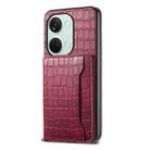 For OnePlus Ace 2V Crocodile Texture Card Bag Design Full Coverage Phone Case(Red) - 1