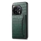 For OnePlus 11 Crocodile Texture Card Bag Design Full Coverage Phone Case(Green) - 1