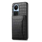 For OPPO Reno10 5G Global Crocodile Texture Card Bag Design Full Coverage Phone Case(Black) - 1