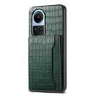 For OPPO Reno10 5G Global Crocodile Texture Card Bag Design Full Coverage Phone Case(Green) - 1