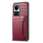 For OPPO Reno10 5G Global Crocodile Texture Card Bag Design Full Coverage Phone Case(Red) - 1