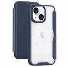 For iPhone 15 Plus RFID Blocking Adsorption Flip Leather Phone Case(Dark Blue) - 1