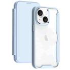 For iPhone 14 Plus RFID Blocking Adsorption Flip Leather Phone Case(Light Blue) - 1