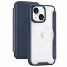 For iPhone 14 Plus RFID Blocking Adsorption Flip Leather Phone Case(Dark Blue) - 1