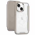 For iPhone 14 RFID Blocking Adsorption Flip Leather Phone Case(Khaki) - 1