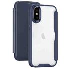 For iPhone X / XS RFID Blocking Adsorption Flip Leather Phone Case(Dark Blue) - 1