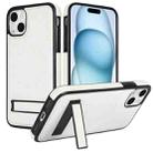 For iPhone 15 Retro Leather Invisible Stand MagSafe Phone Case(White) - 1