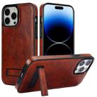 For iPhone 14 Pro Max Retro Leather Invisible Stand MagSafe Phone Case(Brown) - 1